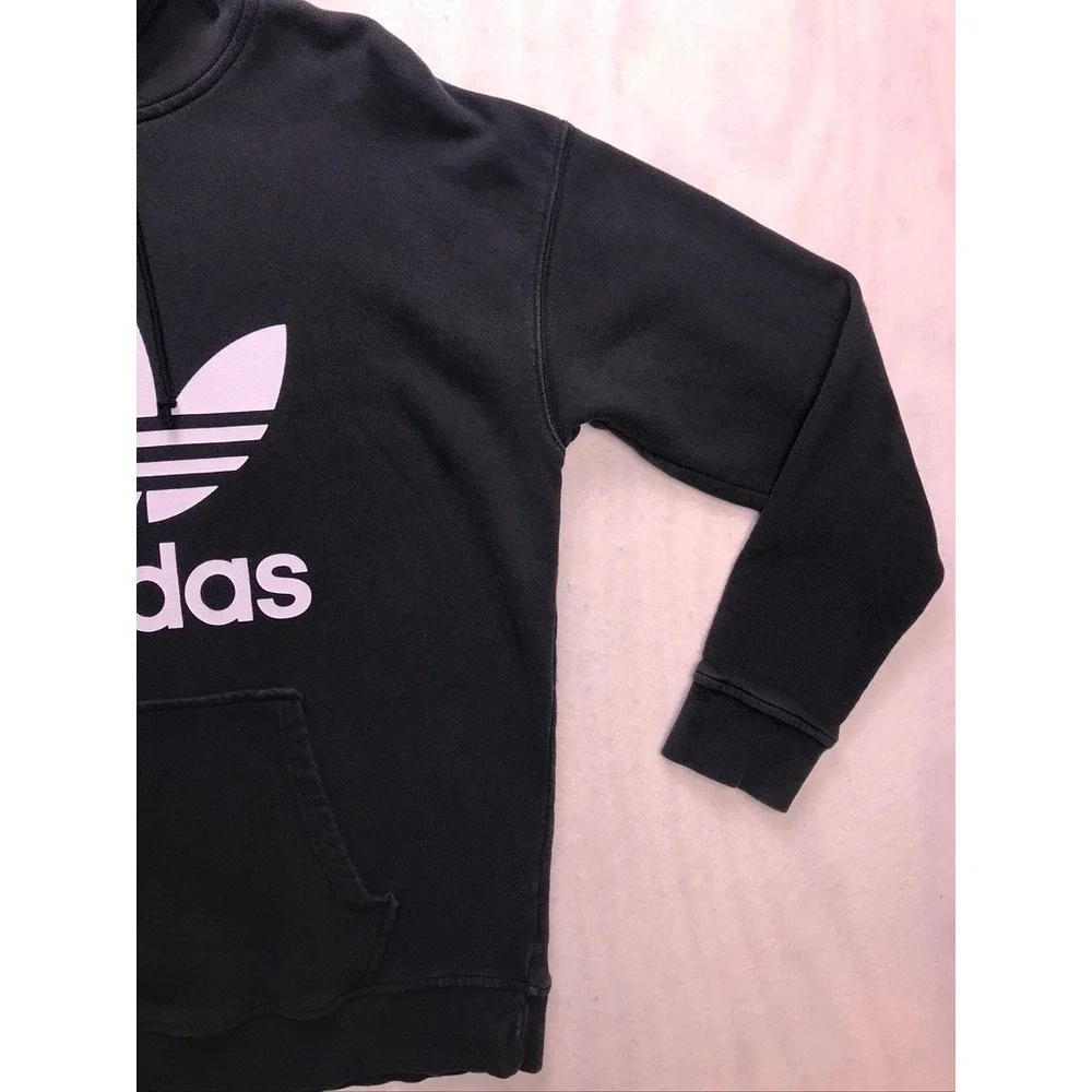 Adidas Origionals Trefoil‎ Hoodie Mens Medium Black Pullover Sweatshirt Logo